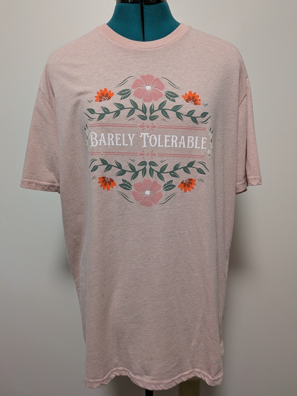Pride And Prejudice Pink Barely Tolerable Pink Floral Women's Tee XL